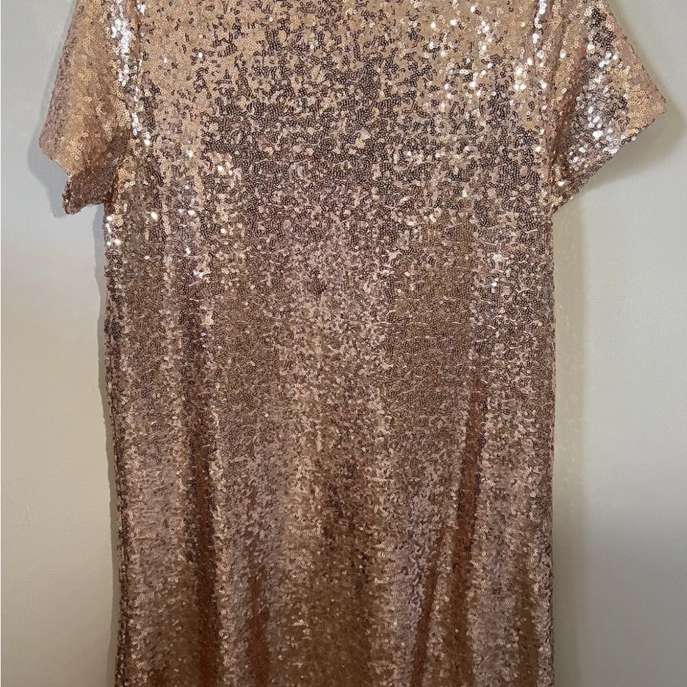 Alter’d State champagne sequin deep V neck shift dress